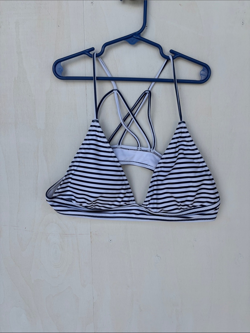 C Apparel (Cupshe ) Navy White Striped Triangle Cup Bikini Workout Top XL